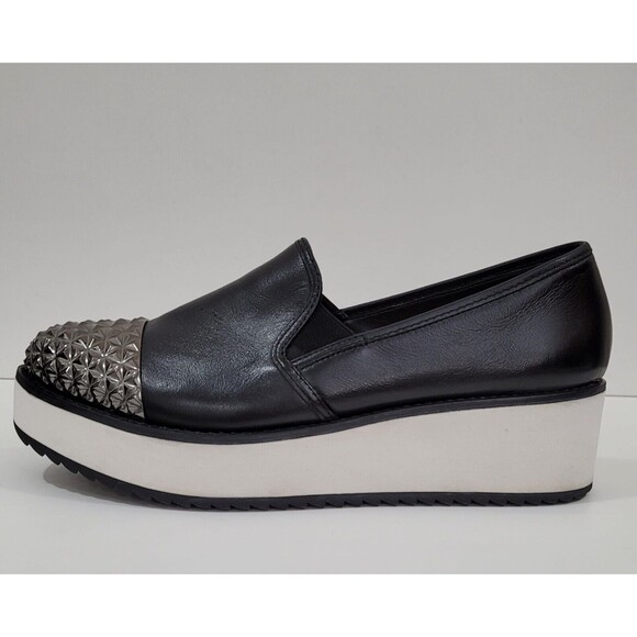 Schutz Platform Black Leather Slip On Studded Women Shoes EU-39 US-8.5 - Picture 5 of 10